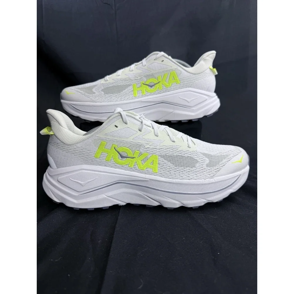 Size 13 Hoka Challenger 8 Mens Running Shoes White Neon Citrus Athletic Sneakers